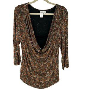 Coldwater Creek Womens Size Large Cowl Neck 3/4 Sleeve Blouse Top travel knit
